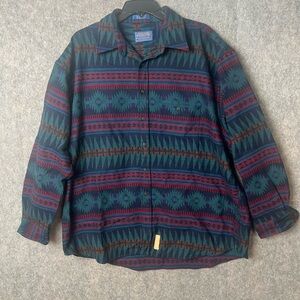 Rare vintage Pendleton Lobo Men’s XL Nordic pattern‎ wool long sleeve shirt